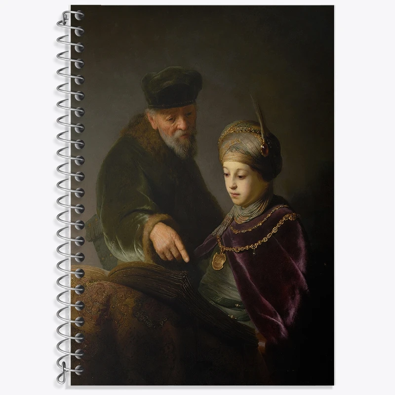 دفتر لغت 50 برگ خندالو طرح نقاشی یک محقق جوان و معلم او اثر رمبرانت کد F12161