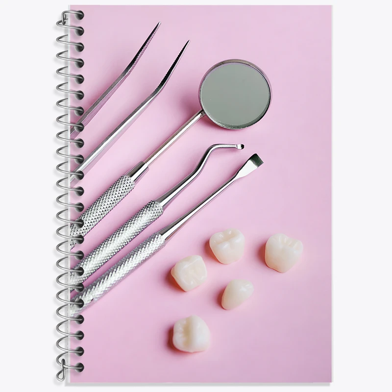 دفتر زبان 50 برگ خندالو مدل دو خط طرح دندان و دندان پزشکی کد F9824