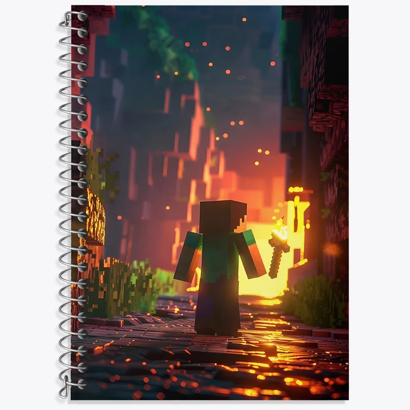 دفتر زبان 50 برگ خندالو مدل سه خط طرح ماینکرافت (Minecraft) کد F4292