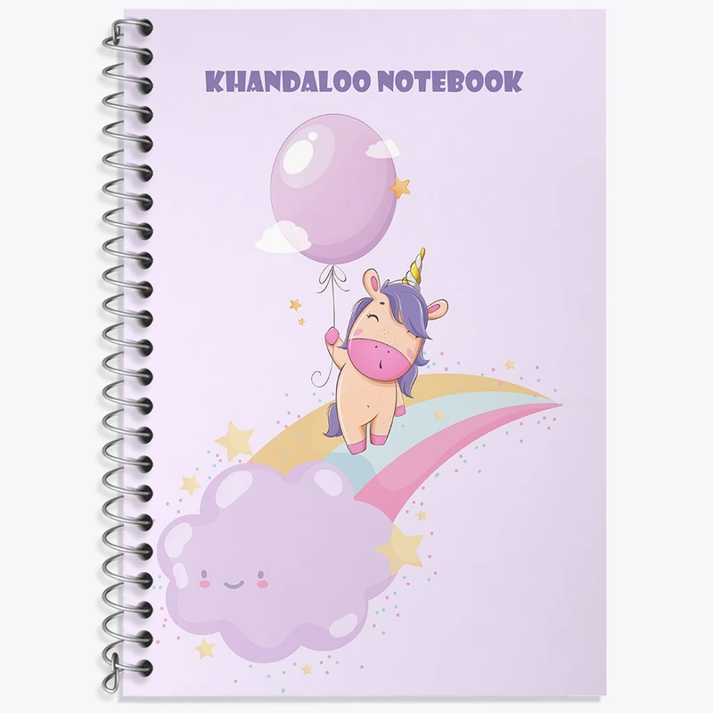 دفتر زبان 50 برگ خندالو مدل سه خط طرح اسب تک شاخ (Unicorn) کد N7315