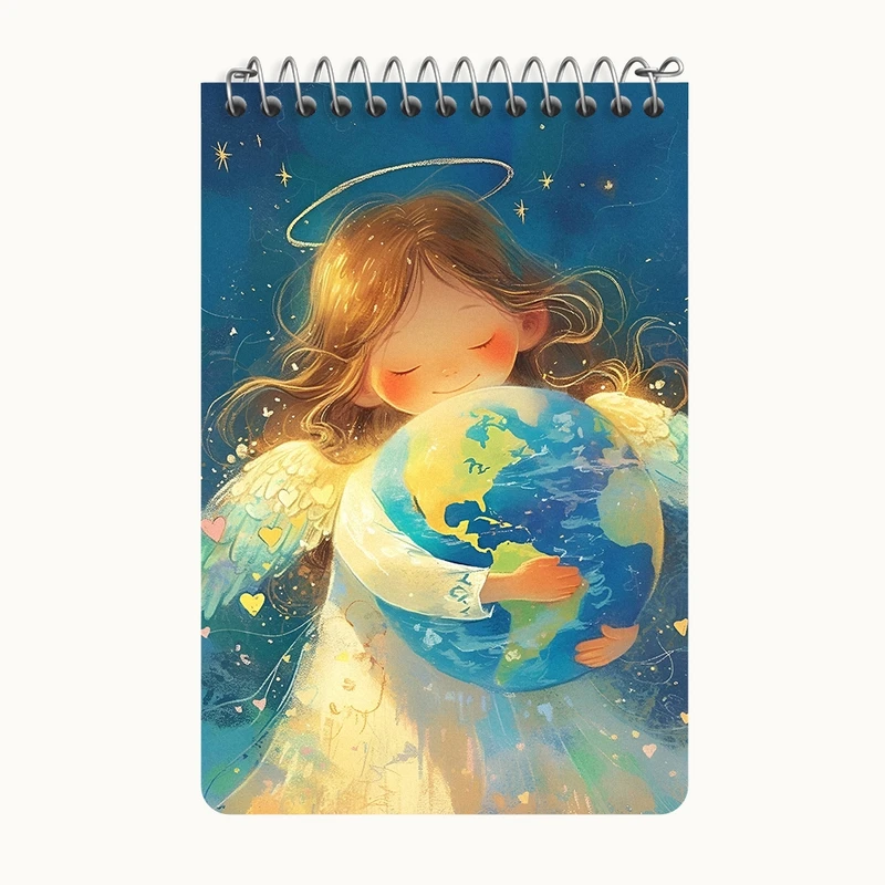 دفتر یادداشت 50 برگ خندالو طرح دختر و کره زمین کد F13702