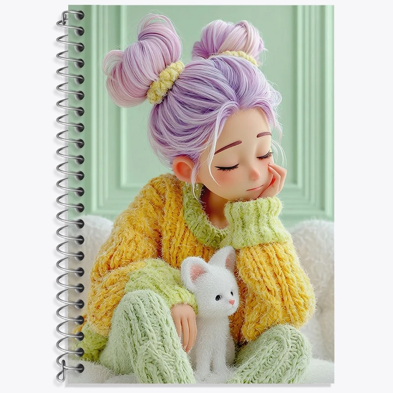 دفتر زبان 50 برگ خندالو مدل سه خط طرح دخترانه فانتزی کد N9415