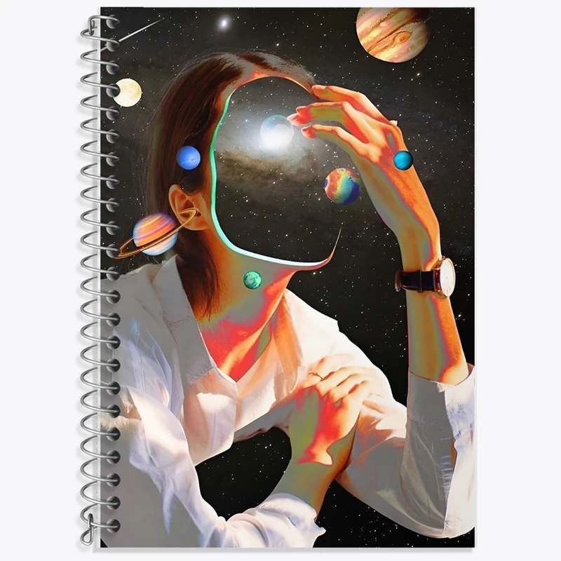 دفتر لغت 50 برگ خندالو طرح پرتره و کهکشان کد F11080