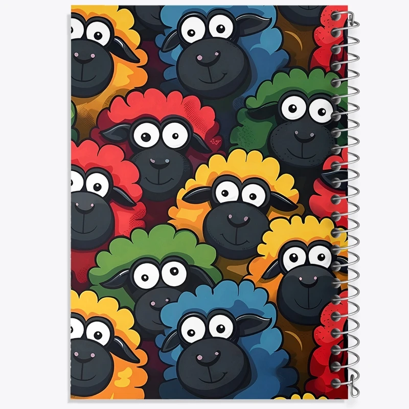 دفتر طراحی 50 برگ خندالو طرح گوسفند های کیوت رنگی کد F4255