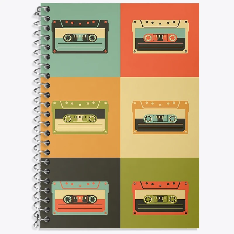 دفتر زبان 50 برگ خندالو مدل سه خط طرح نوار کاست کد F2943