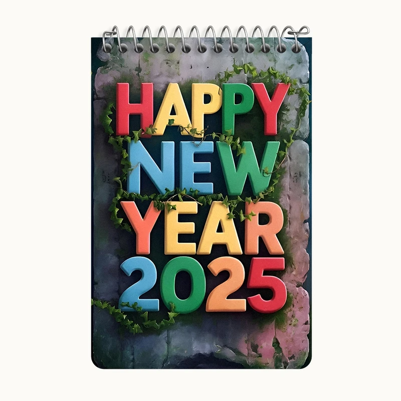 دفتر یادداشت 50 برگ خندالو طرح Happy New Year 2025 کد F7865