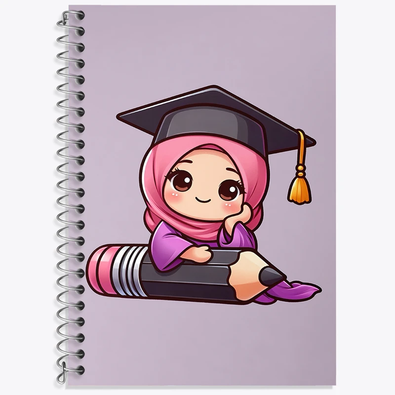 دفتر زبان 50 برگ خندالو طرح دخترانه با حجاب کد F3774