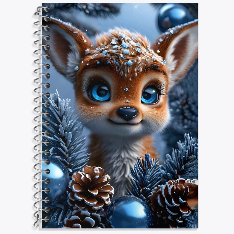 دفتر زبان 50 برگ خندالو مدل سه خط طرح آهوی کیوت کد F8954