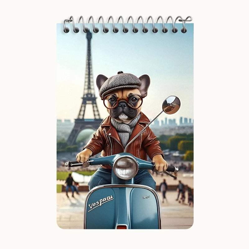 دفتر یادداشت 50 برگ خندالو طرح سگ موتورسوار کد F9159