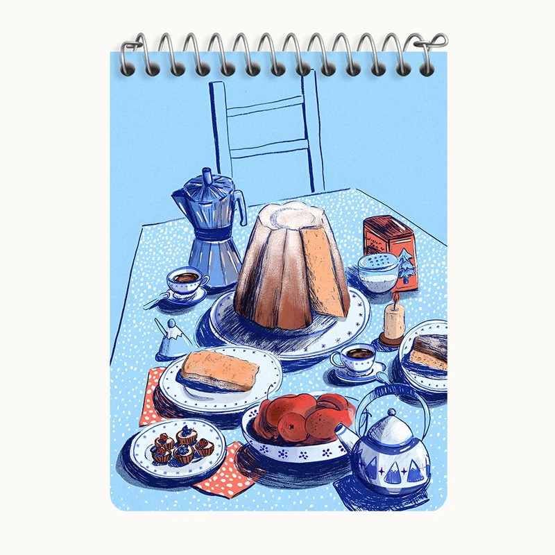 دفتر یادداشت 50 برگ خندالو طرح میز صبحانه کد N8338