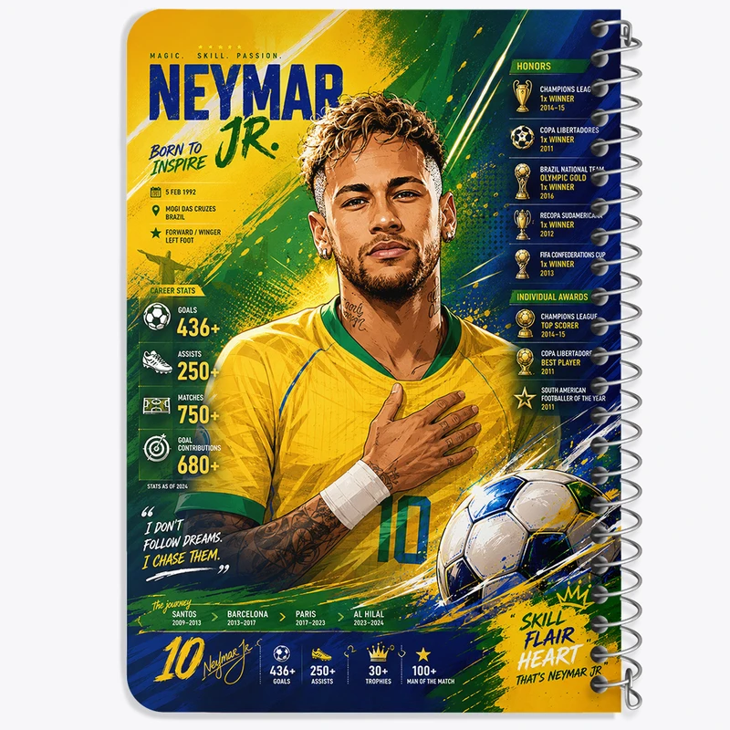 دفتر یادداشت 50 برگ خندالو طرح نیمار جونیور (Neymar) کد F14660