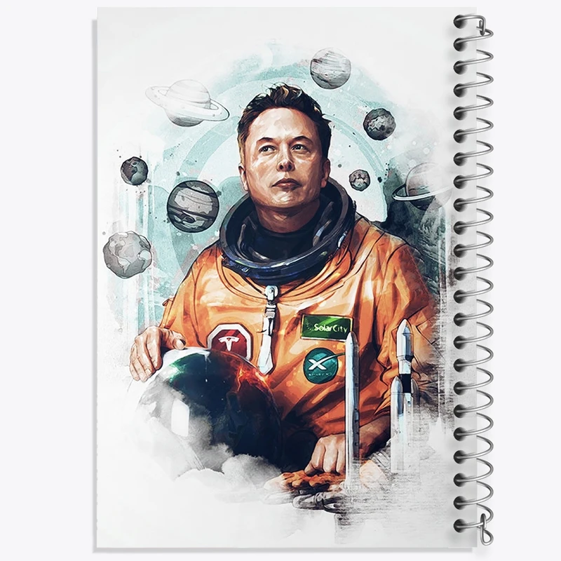 دفتر طراحی 50 برگ خندالو طرح ایلان ماسک Elon Musk  کد 10916