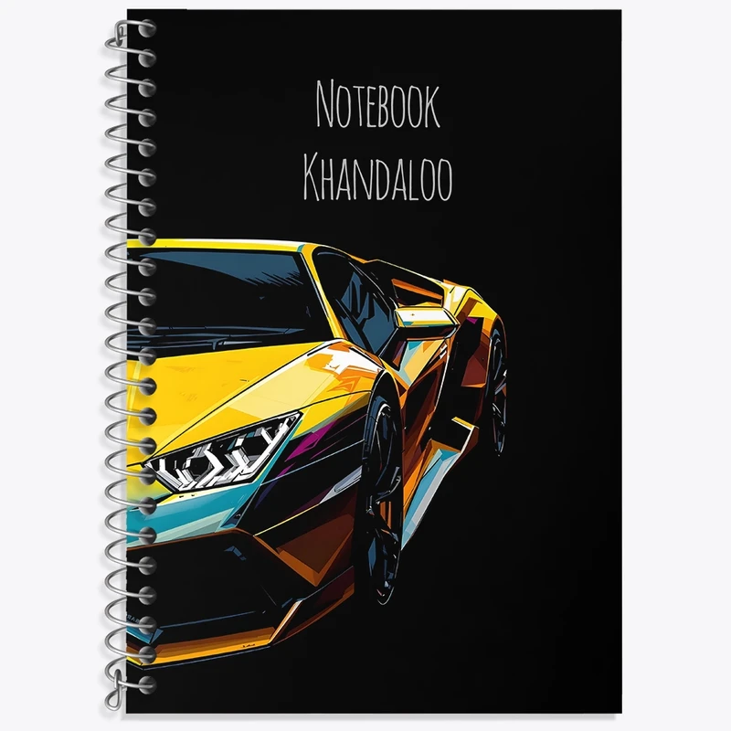 دفتر زبان 50 برگ خندالو مدل سه خط طرح لامبورگینی (Lamborghini) کد N7506