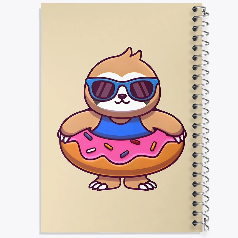 دفتر ژورنال نویسی 50 برگ خندالو مدل نقطه ای طرح تنبل و دونات کد N6761