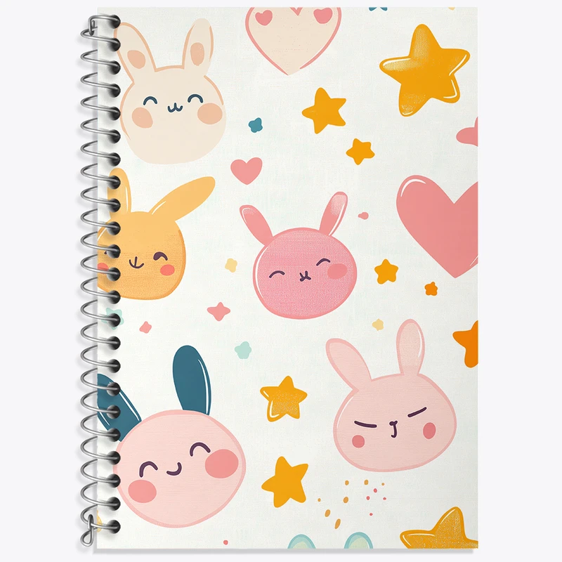 دفتر زبان 50 برگ خندالو مدل دو خط طرح خرگوش های بانمک کد N6811