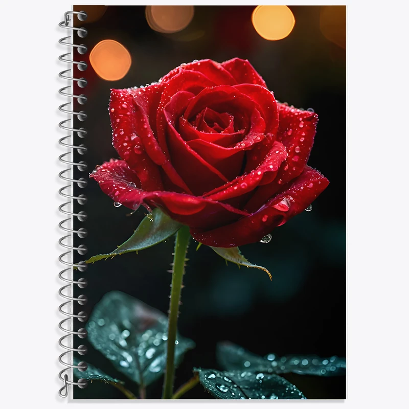 دفتر زبان دوخط 50 برگ خندالو طرح گل رز کد F9008