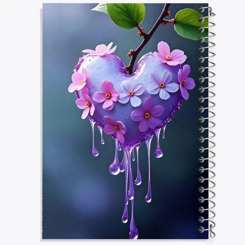 دفتر ژورنال نویسی 50 برگ خندالو مدل نقطه ای طرح شکوفه قلبی کد F9461