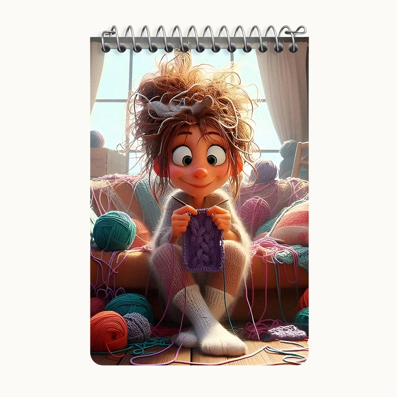 دفتر یادداشت 50 برگ خندالو طرح دختر بافنده کد F6161