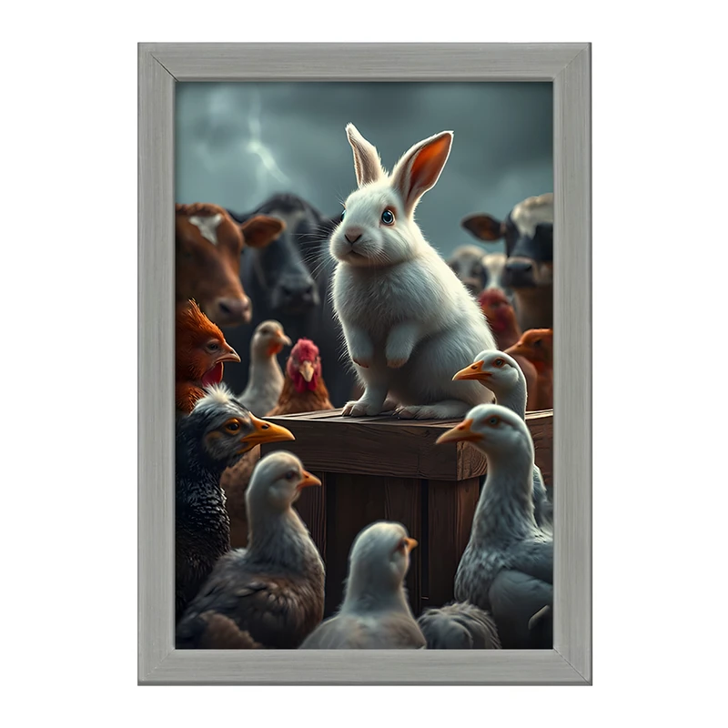تابلو خندالو طرح خرگوش و حیوانات مزرعه کد F11667