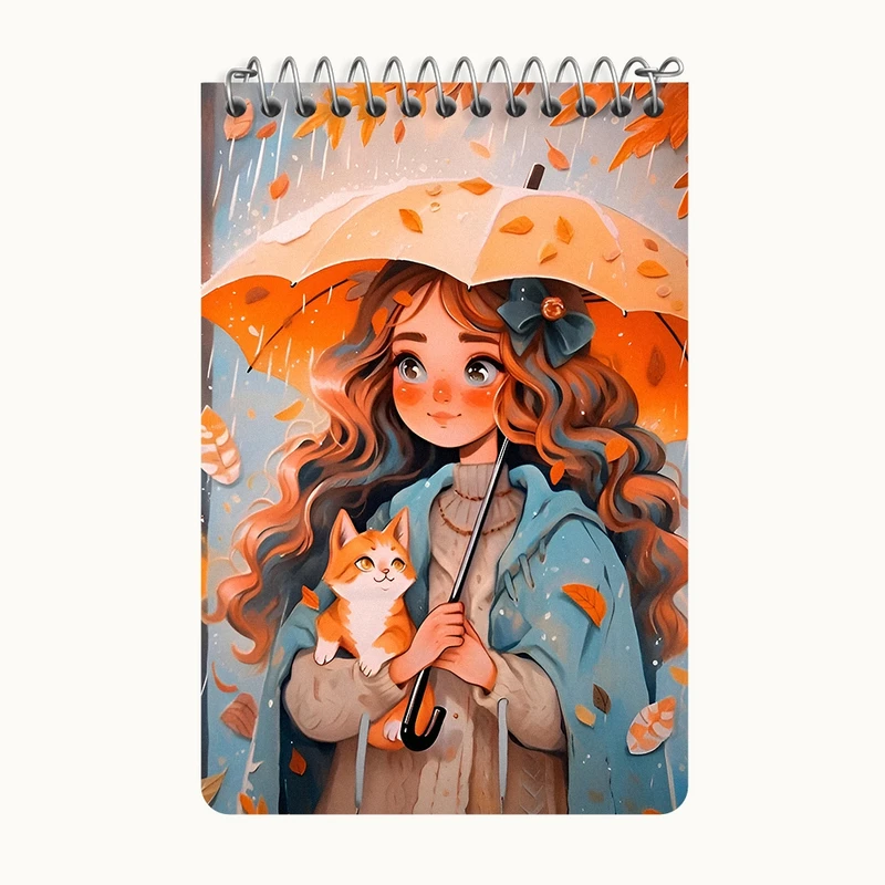 دفتر یادداشت 50 برگ خندالو طرح دختر و گربه بامزه کد F6879