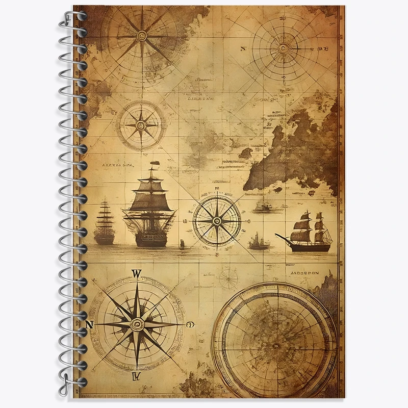 دفتر لغت 50 برگ خندالو طرح کشتی و نقشه دریا کد F13801