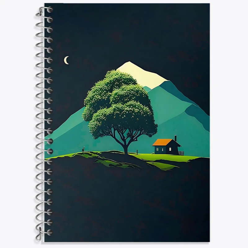 دفتر زبان دوخط 50 برگ خندالو طرح منظره شب کد F8827