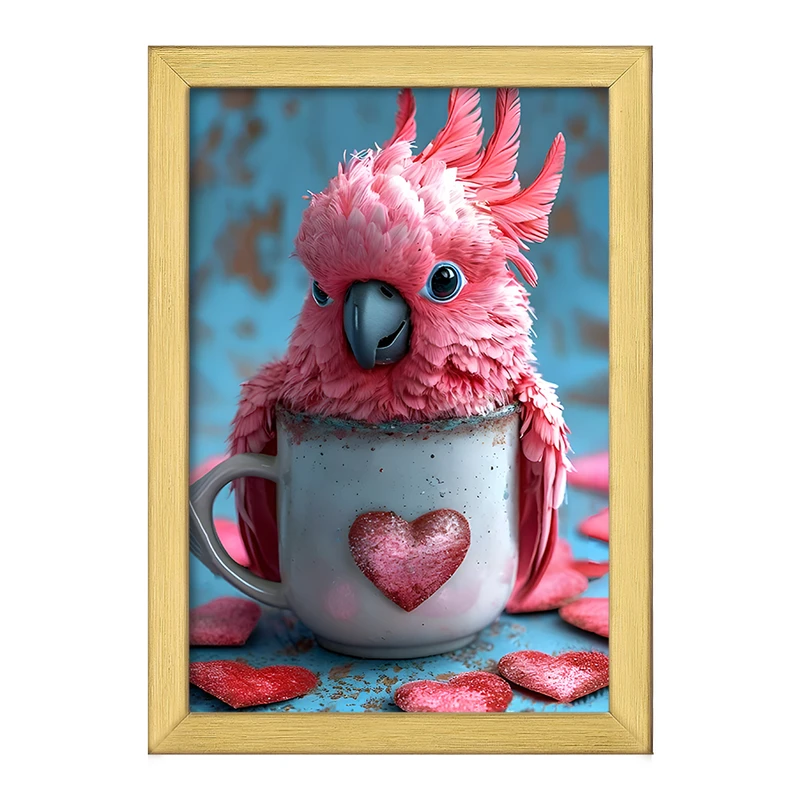 تابلو خندالو طرح طوطی صورتی کد F12815