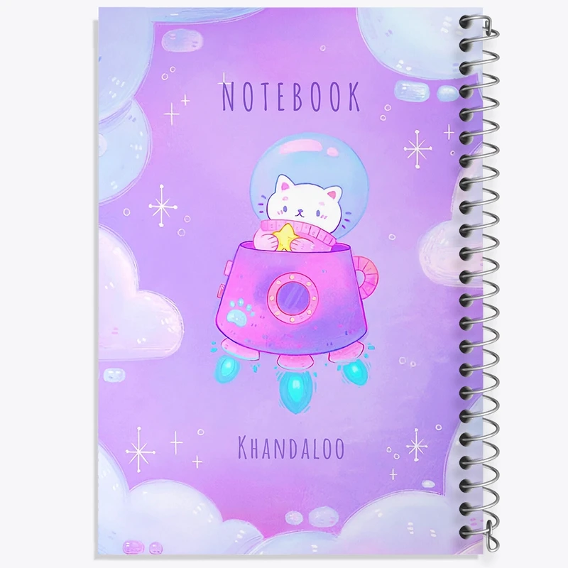 دفتر طراحی 50 برگ خندالو طرح گربه فضانورد کد N6583