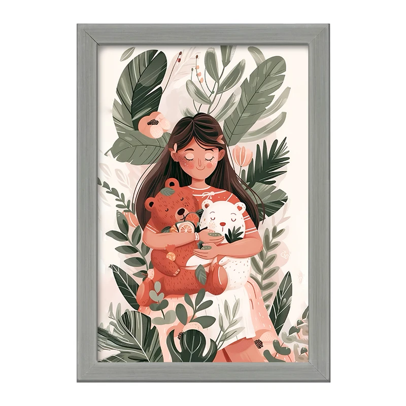 تابلو خندالو طرح دختر و خرس های مهربون کد F7381