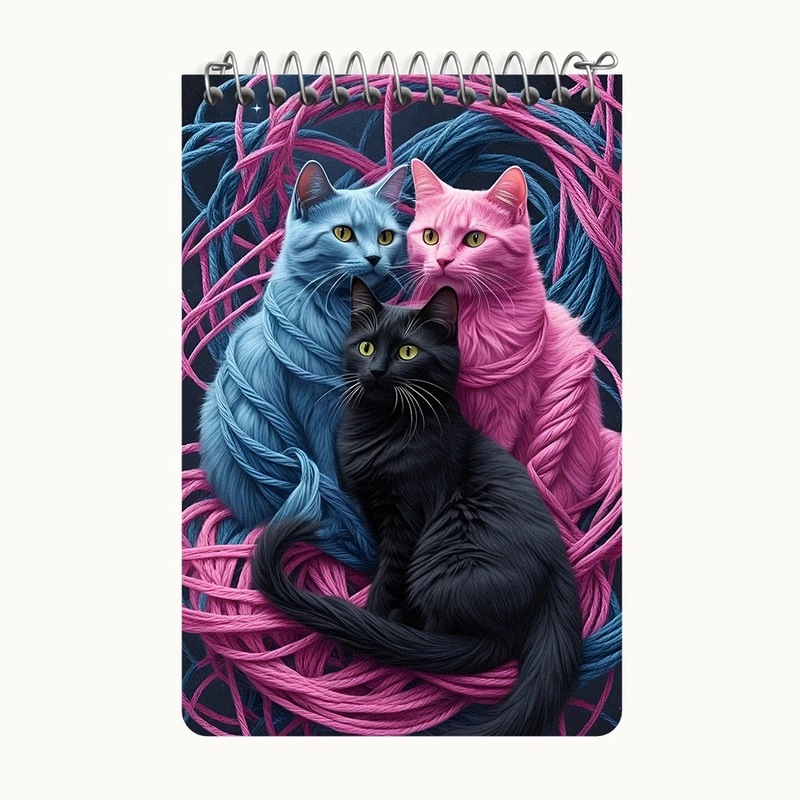 دفتر یادداشت 50 برگ خندالو طرح گربه های رنگی کد F10056