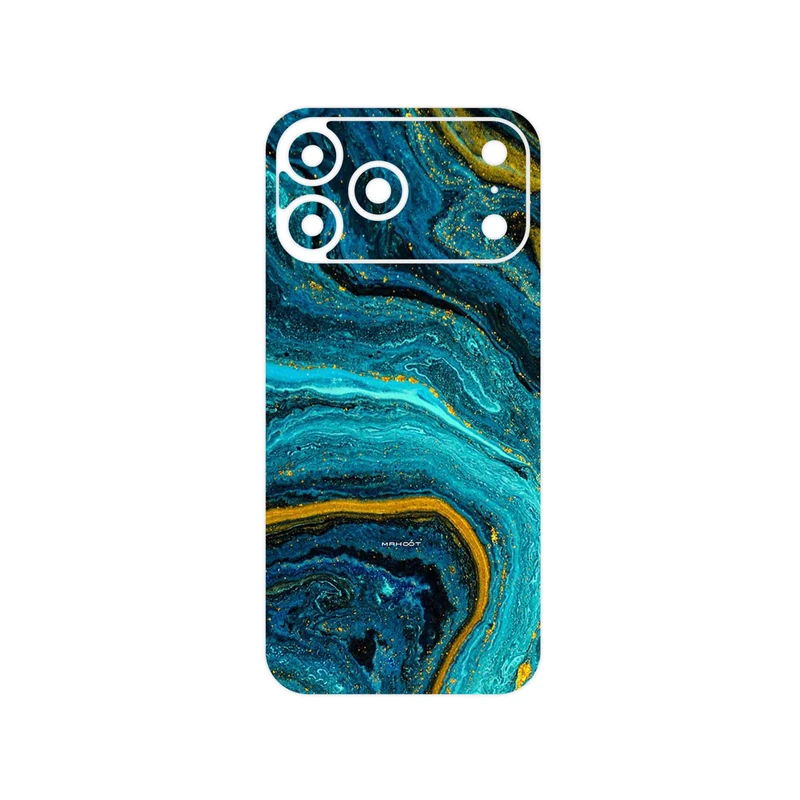 برچسب پوششی ماهوت مدل Turquoise marblewith golden streaks مناسب برای گوشی موبایل اپل iPhone 17 Pro Max