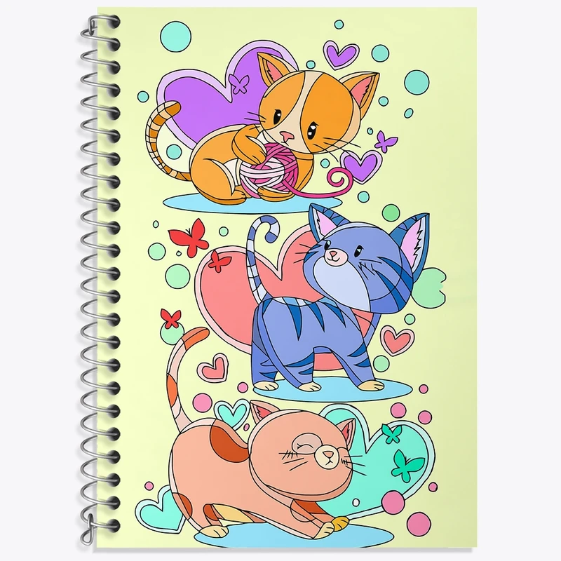 دفتر زبان 50 برگ خندالو مدل سه خط طرح گربه های بامزه کد N6933