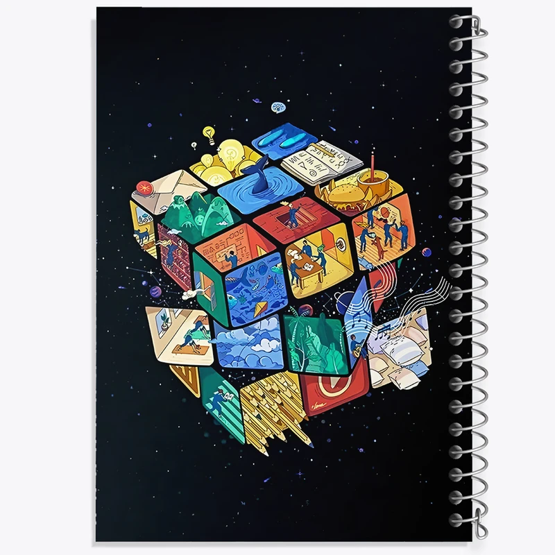 دفتر مشق 50 برگ خندالو طرح مکعب روبیک کد F9679