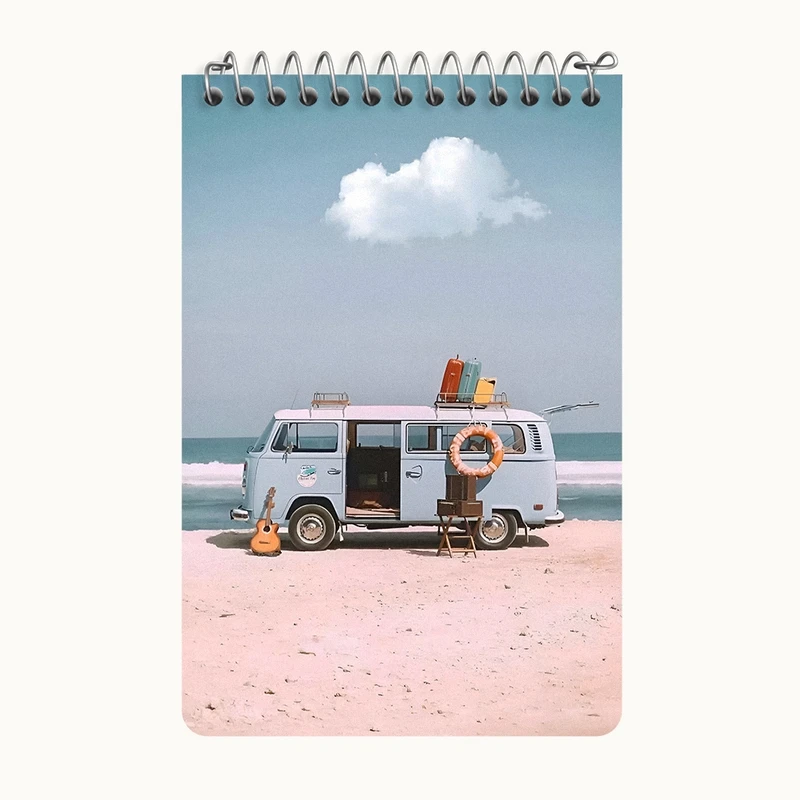 دفتر یادداشت 50 برگ خندالو طرح فولکس واگن و سفر کد F3689