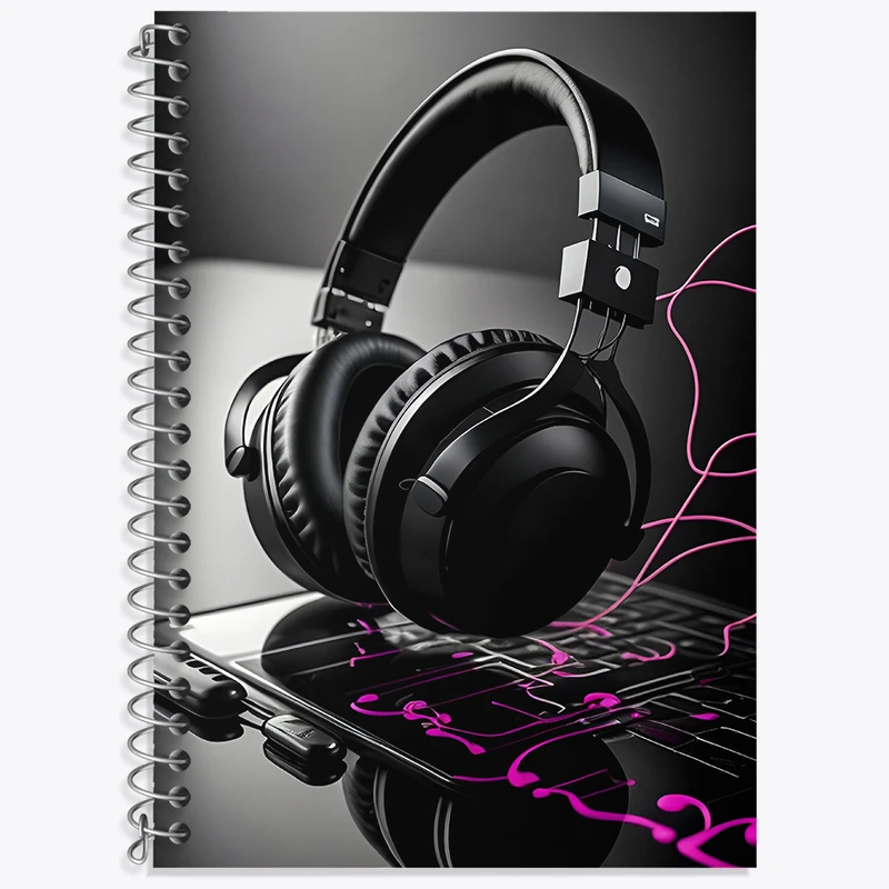 دفتر زبان 50 برگ خندالو مدل دو خط طرح هدفون موسیقی کد F4350