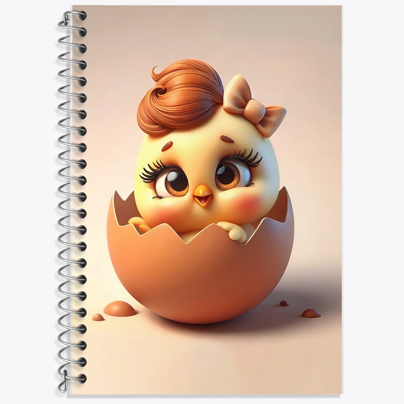 دفتر زبان 50 برگ خندالو مدل سه خط طرح جوجه کیوت کد F9482