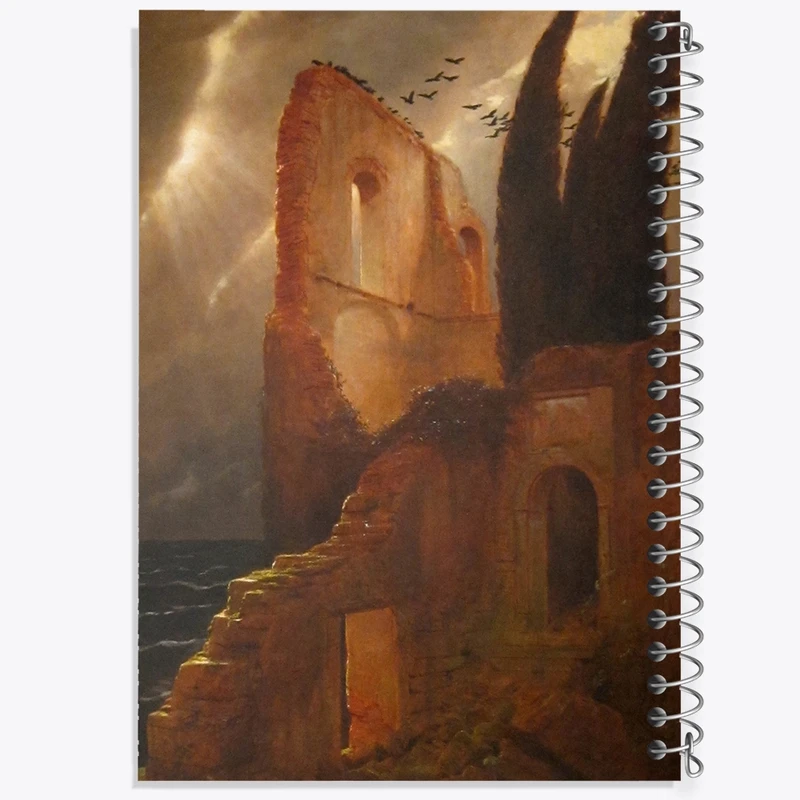 دفتر طراحی 50 برگ خندالو طرح نقاشی خرابه ‌ای کنار ساحل اثر آرنولد بوکلین کد F12385