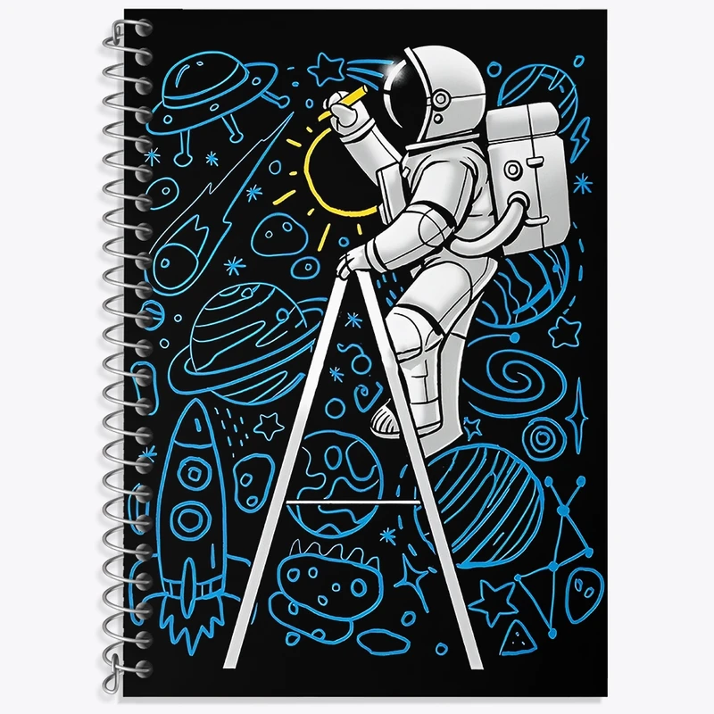 دفتر زبان 50 برگ خندالو مدل سه خط طرح فضانورد کد F4575