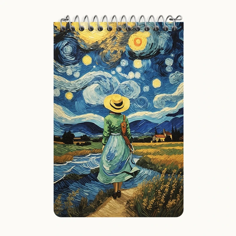 دفتر یادداشت 50 برگ خندالو طرح شب پر ستاره کد F5094