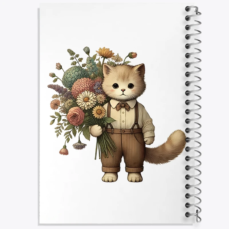 دفتر طراحی 50 برگ خندالو طرح گربه کیوت کد N3325