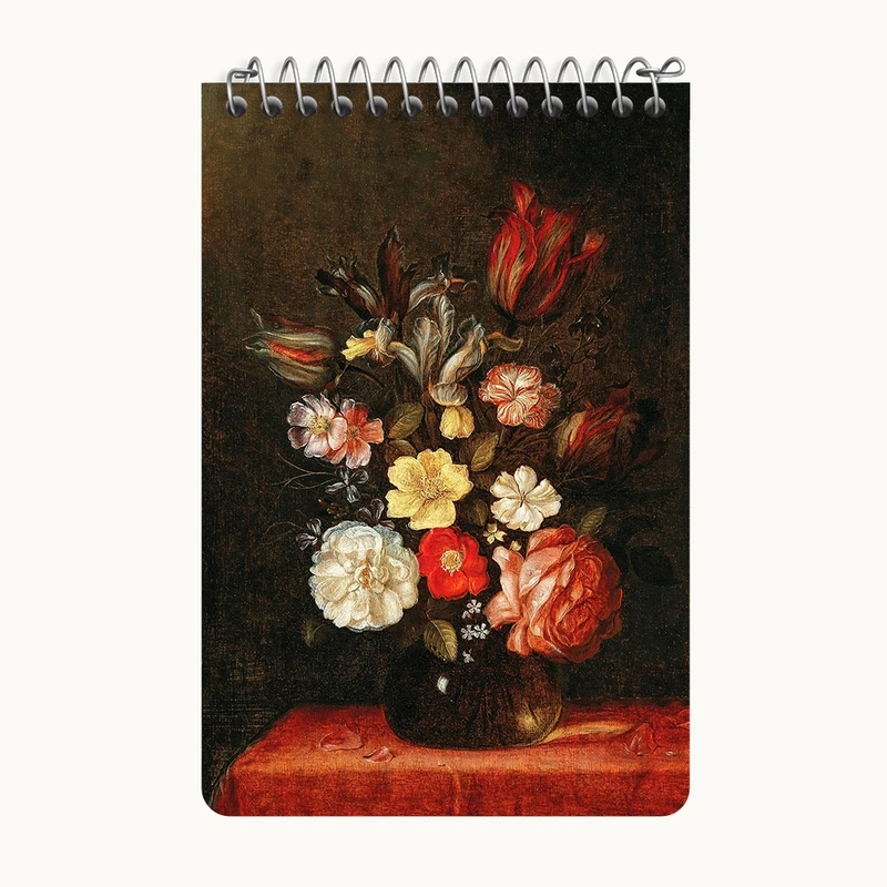 دفتر یادداشت 50 برگ خندالو طرح نقاشی گلدان گل اثر پیتر ون دو ون کد F12247