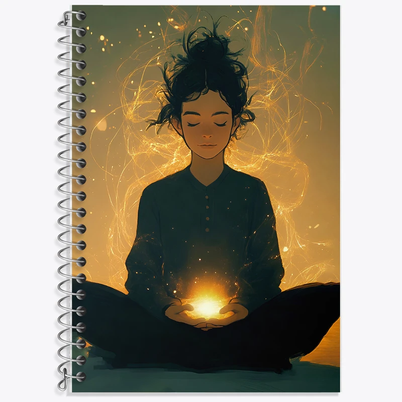 دفتر زبان دوخط 50 برگ خندالو طرح مدیتیشن (Meditation) کد F8896