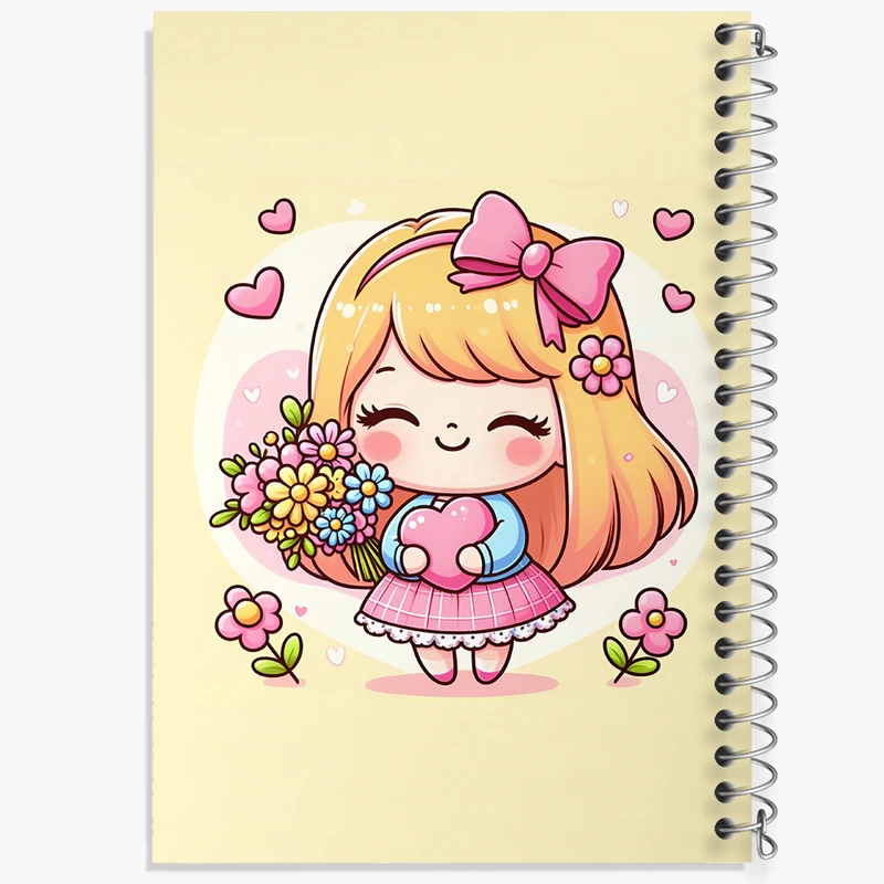 دفتر مشق 100 برگ خندالو طرح دخترانه کیوت کد F3612