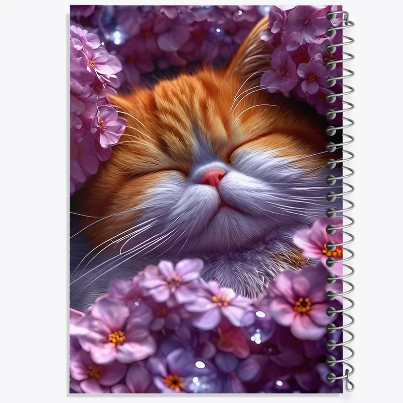 دفتر ژورنال نویسی 50 برگ خندالو مدل نقطه ای طرح گربه خوابالو کد F12825