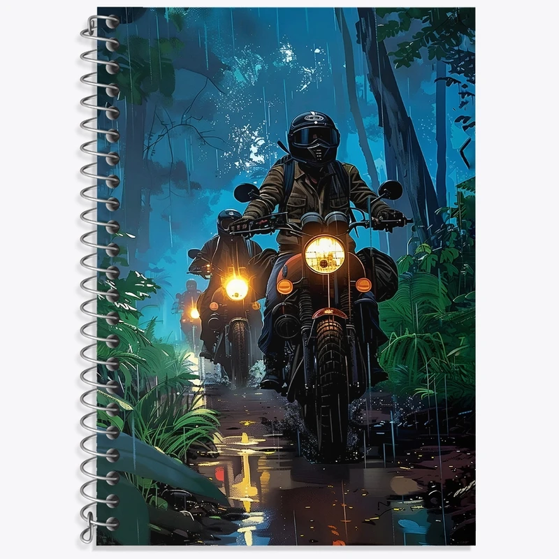 دفتر لغت 50 برگ خندالو طرح موتوسواری در جنگل کد F4104