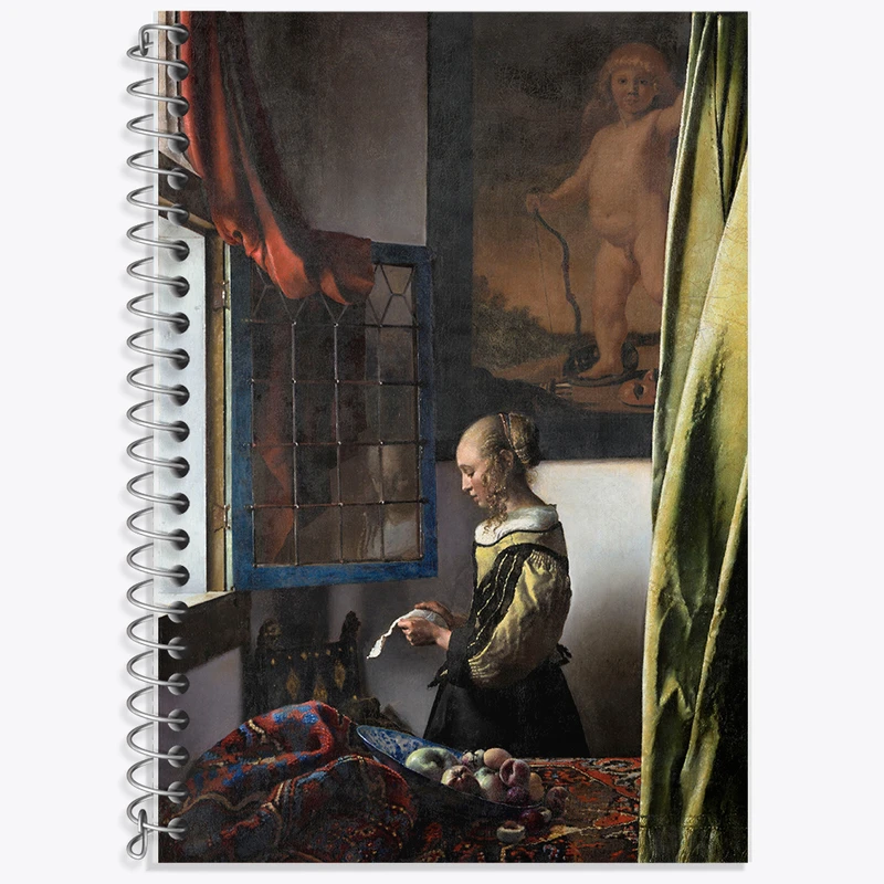 دفتر نت موسیقی 50 برگ خندالو طرح نقاشی دختری در حال خواندن نامه اثر یوهانس فرمیر کد F12425