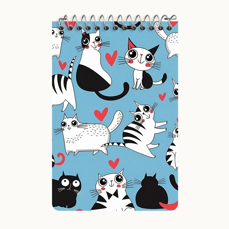 دفتر یادداشت 50 برگ خندالو طرح پترن گربه کد F4873