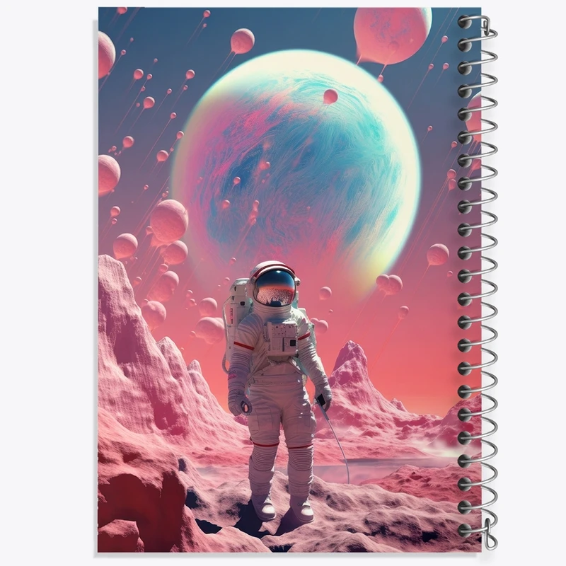 دفتر ژورنال نویسی 50 برگ خندالو مدل نقطه ای طرح فضانورد و کهکشان کد F3213