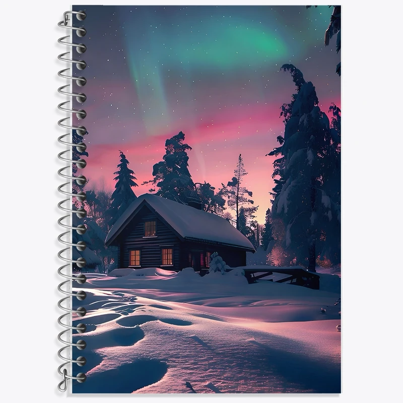 دفتر زبان 50 برگ خندالو مدل سه خط طرح کلبه برفی کد F9943