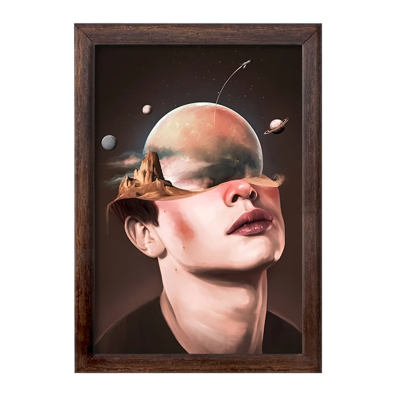 تابلو خندالو طرح پرتره و کهکشان کد F11081